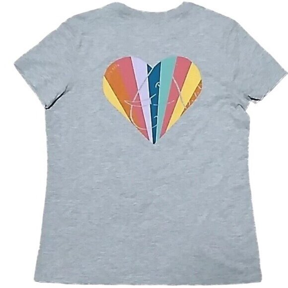 Ivory Ella Gray Rainbow Heart Elephant Logo T-shirt - Picture 1 of 5
